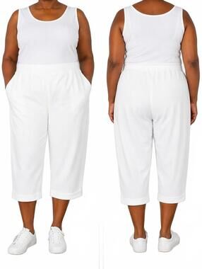 Michael Michael Kors Women's White Pull-On Capri Pants In Size Xl.